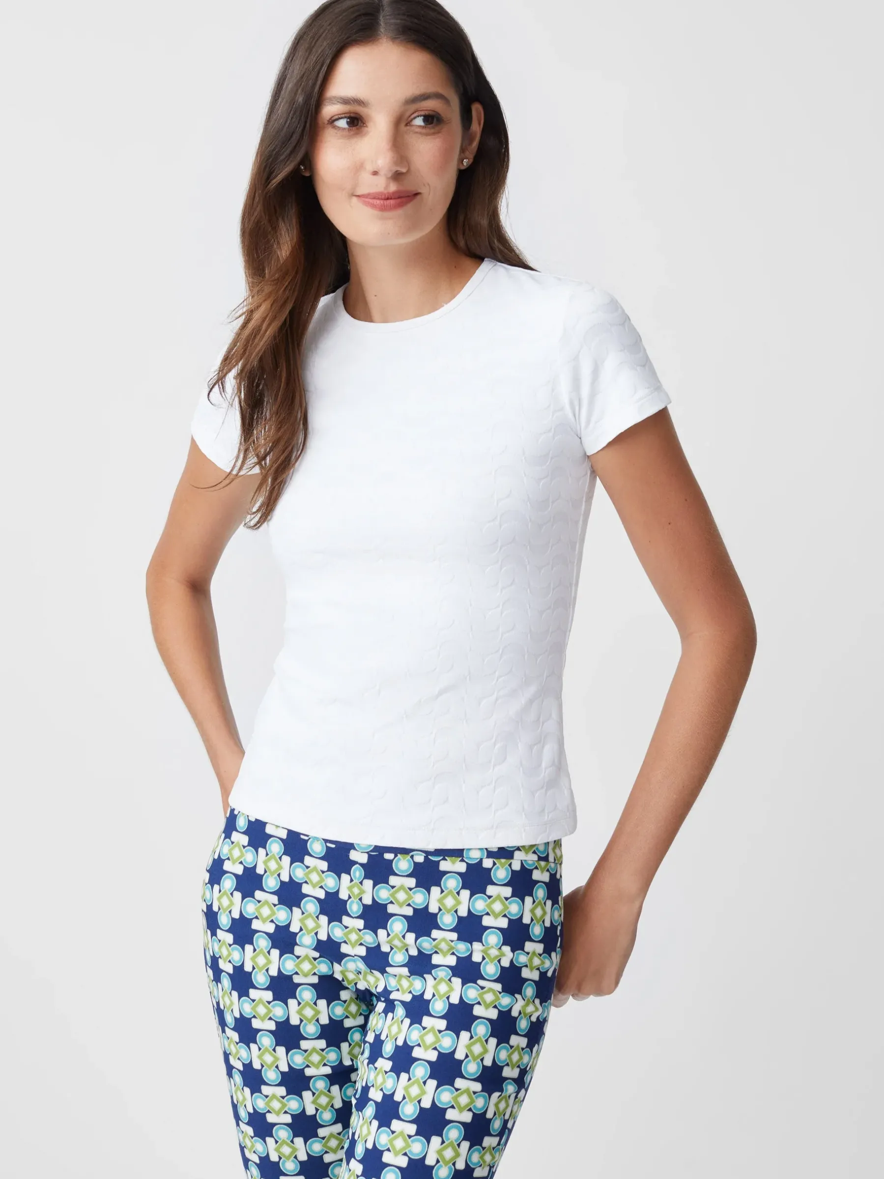 Allie Cap Sleeve Tee In Deco Tulip Jacquard-J.McLaughlin Hot