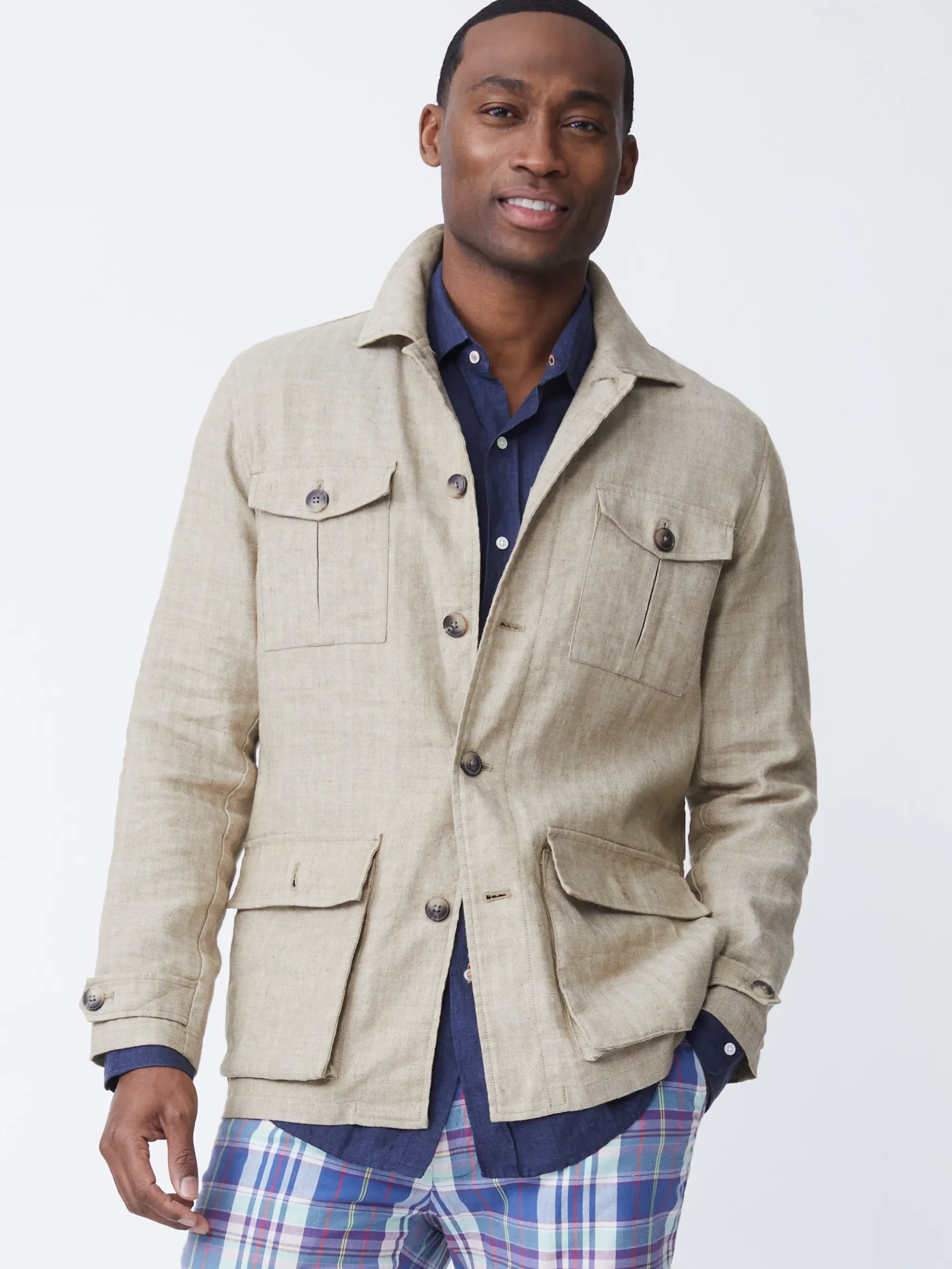 Brando Linen Safari Jacket In Herringbone-J.McLaughlin Fashion