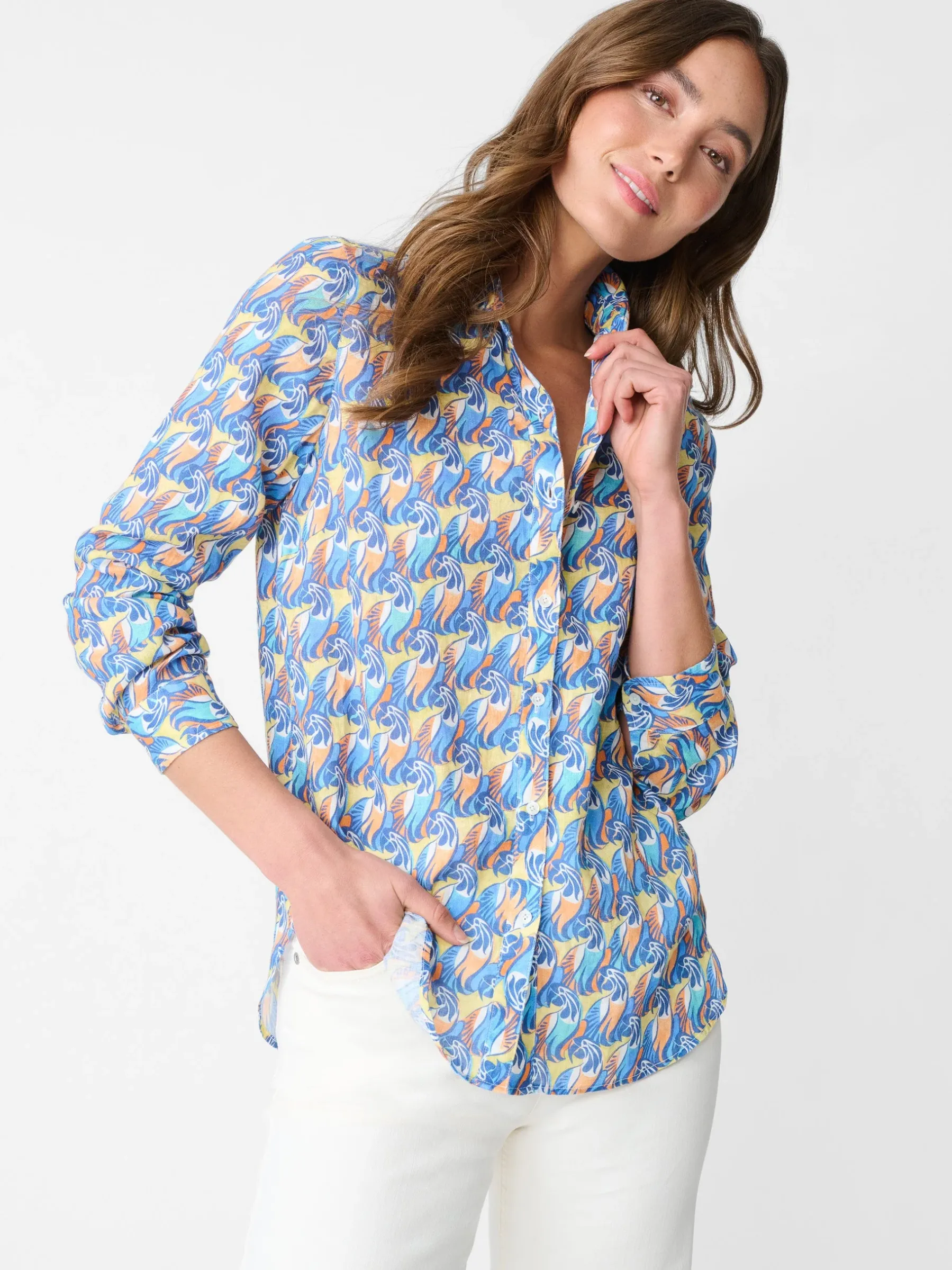 Britt Linen Shirt In La Perruche-J.McLaughlin Outlet