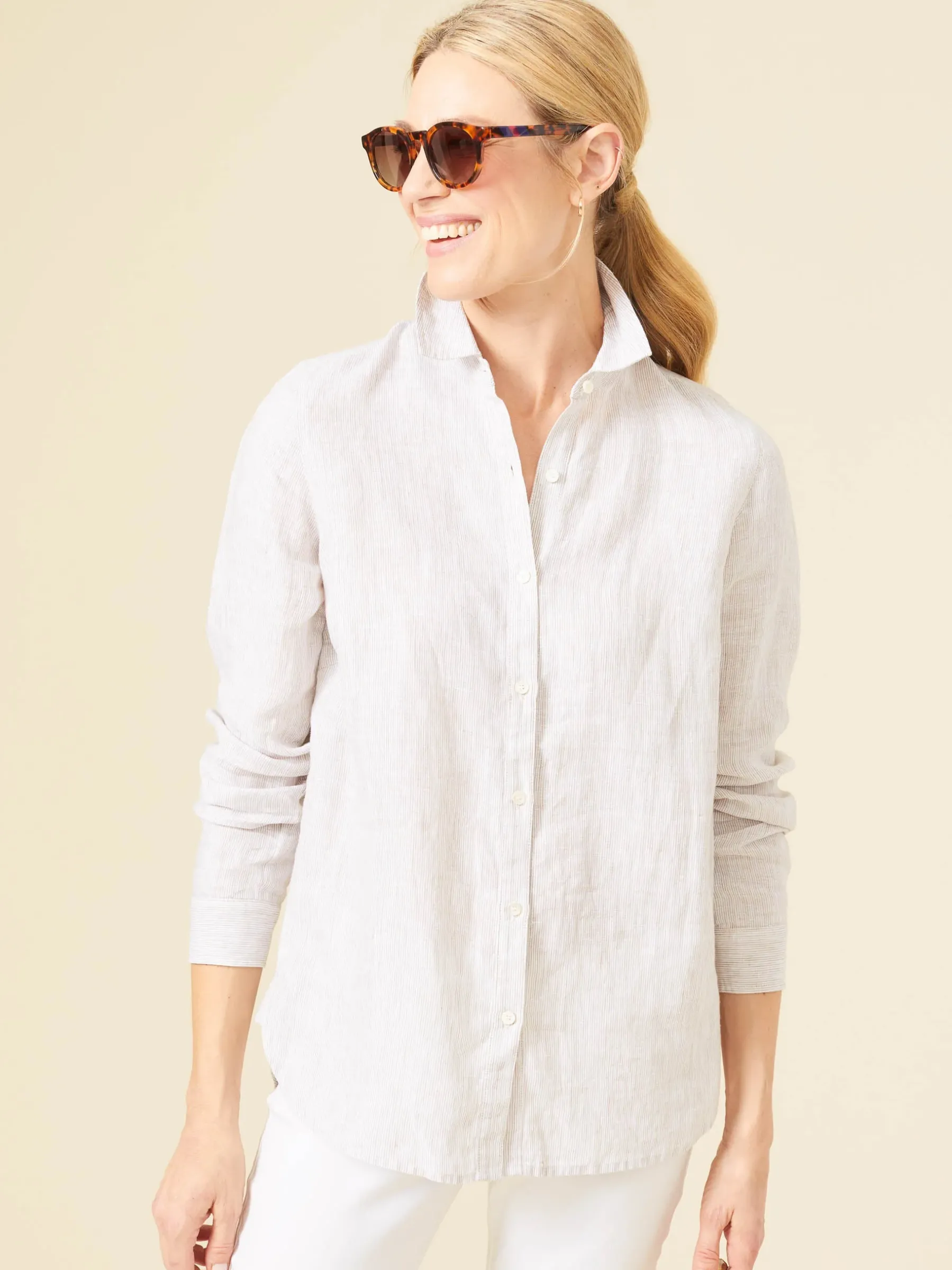 Britt Linen Shirt In Stripe-J.McLaughlin Clearance