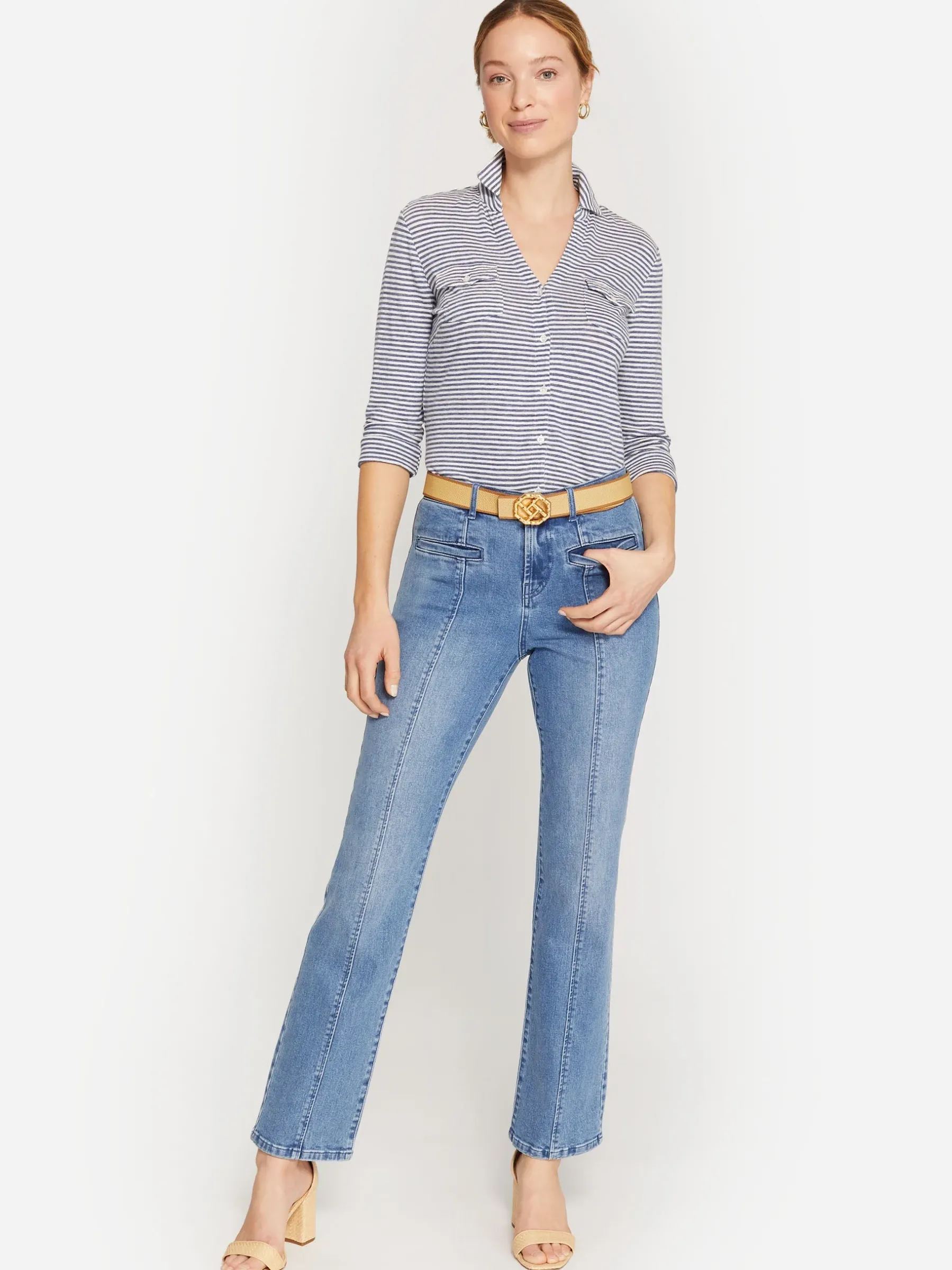 Brynn Linen Shirt In Stripe-J.McLaughlin Discount