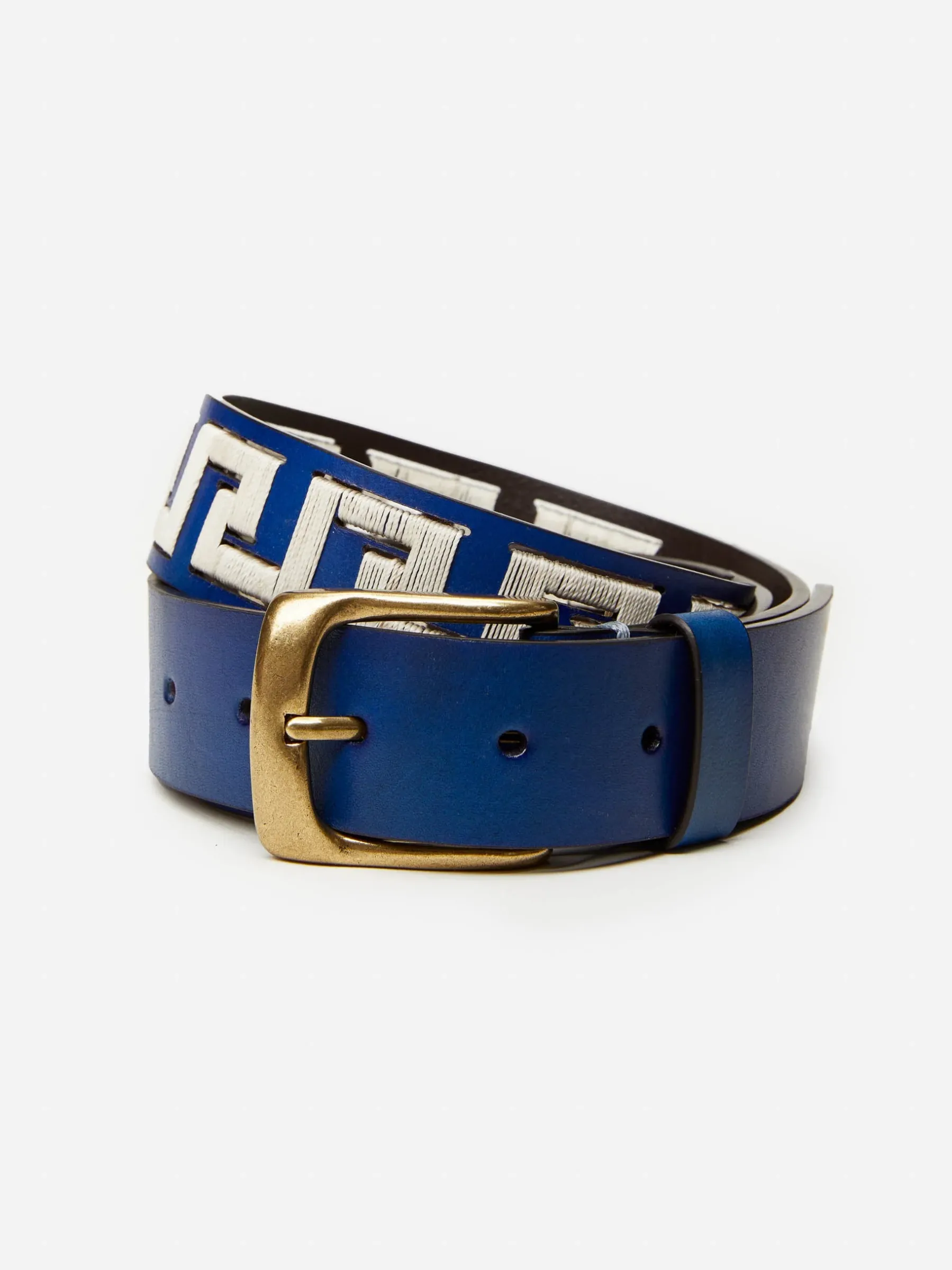 Caerus Leather Belt In Greek Key-J.McLaughlin Outlet