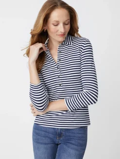 Court 3/4 Sleeve Polo In Stripe-J.McLaughlin Sale