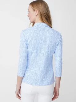 Court 3/4 Sleeve Polo In Textured Ridge-J.McLaughlin New