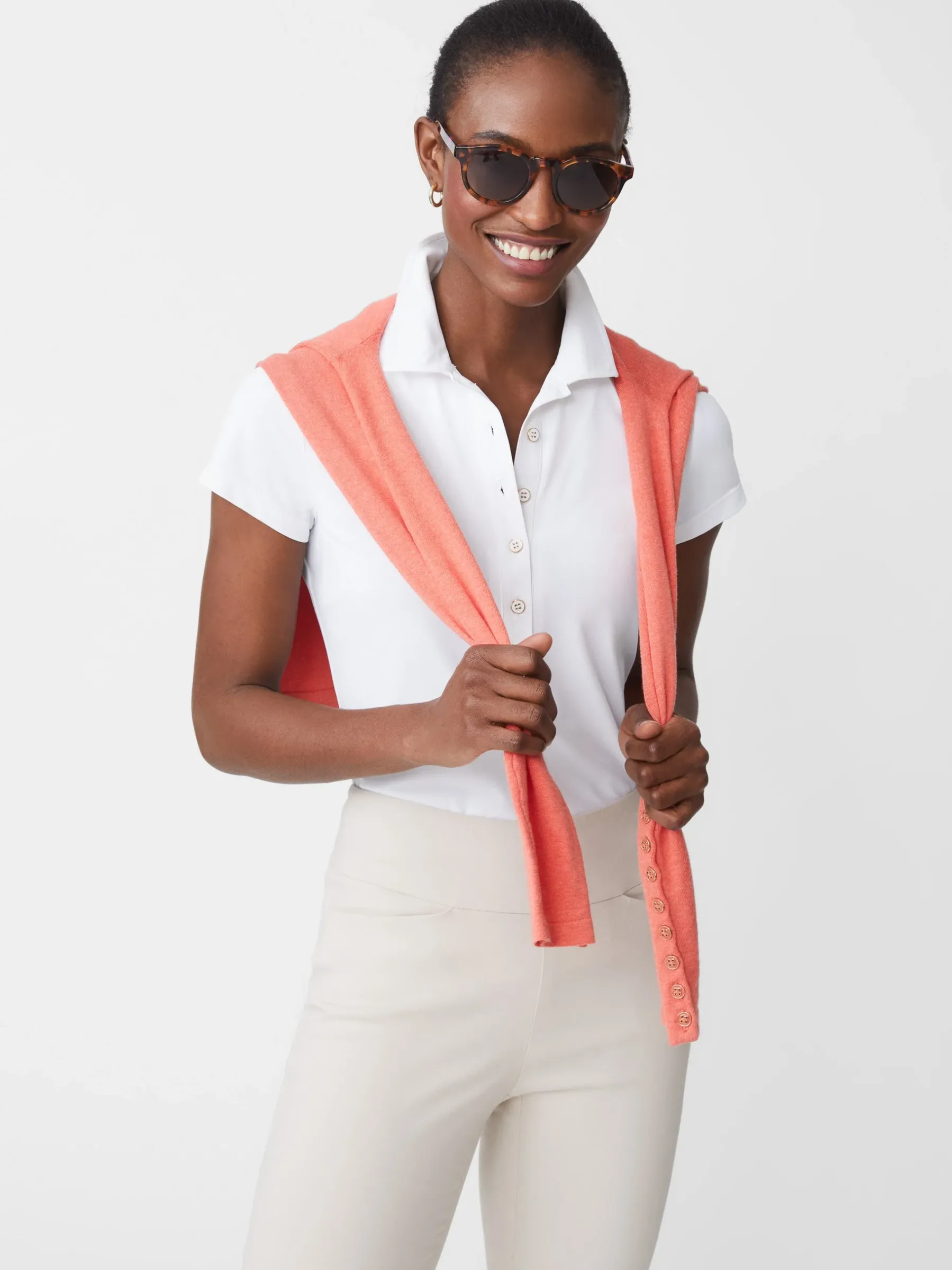 Court Cap Sleeve Pique Polo-J.McLaughlin Clearance