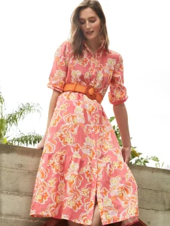 Foley Linen Dress In Trinidad Abstract-J.McLaughlin New