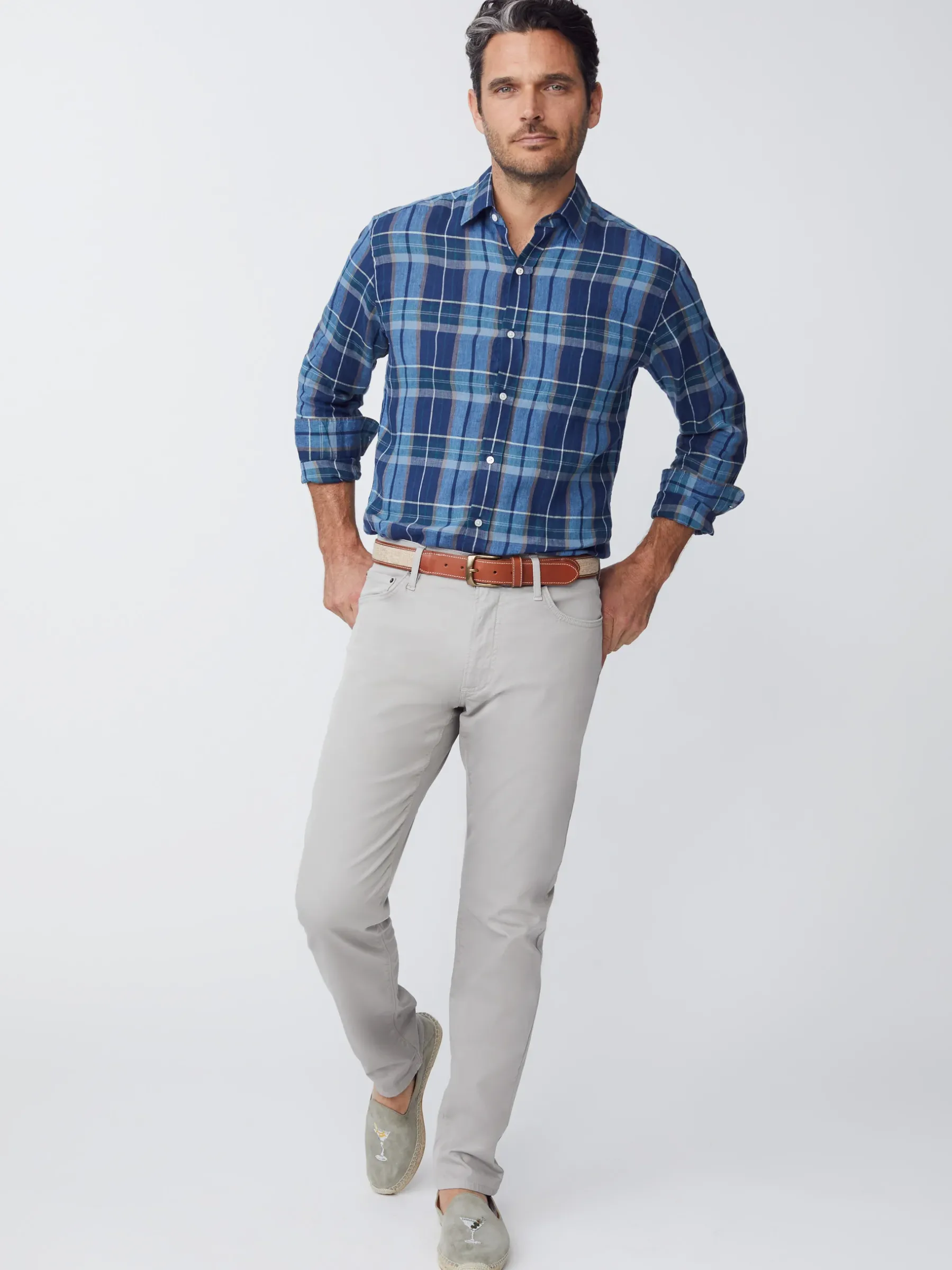 Gramercy Classic Fit Linen Shirt In Plaid-J.McLaughlin Discount