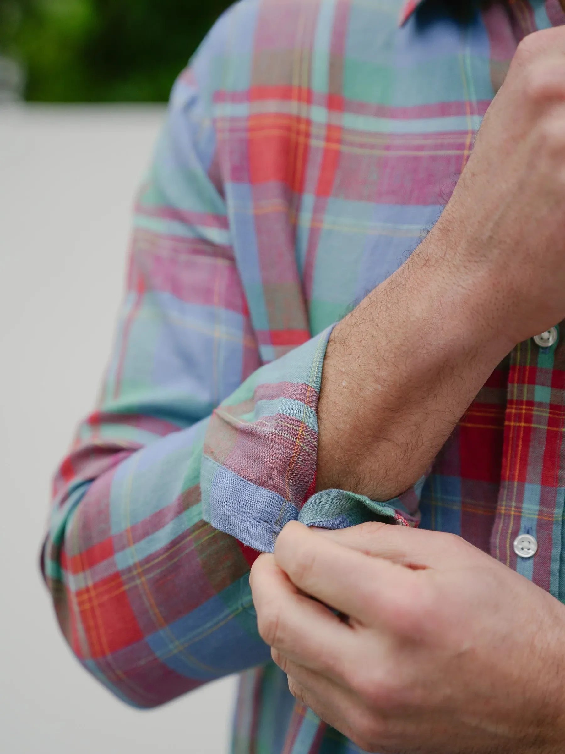Gramercy Classic Fit Linen Shirt In Plaid-J.McLaughlin Outlet
