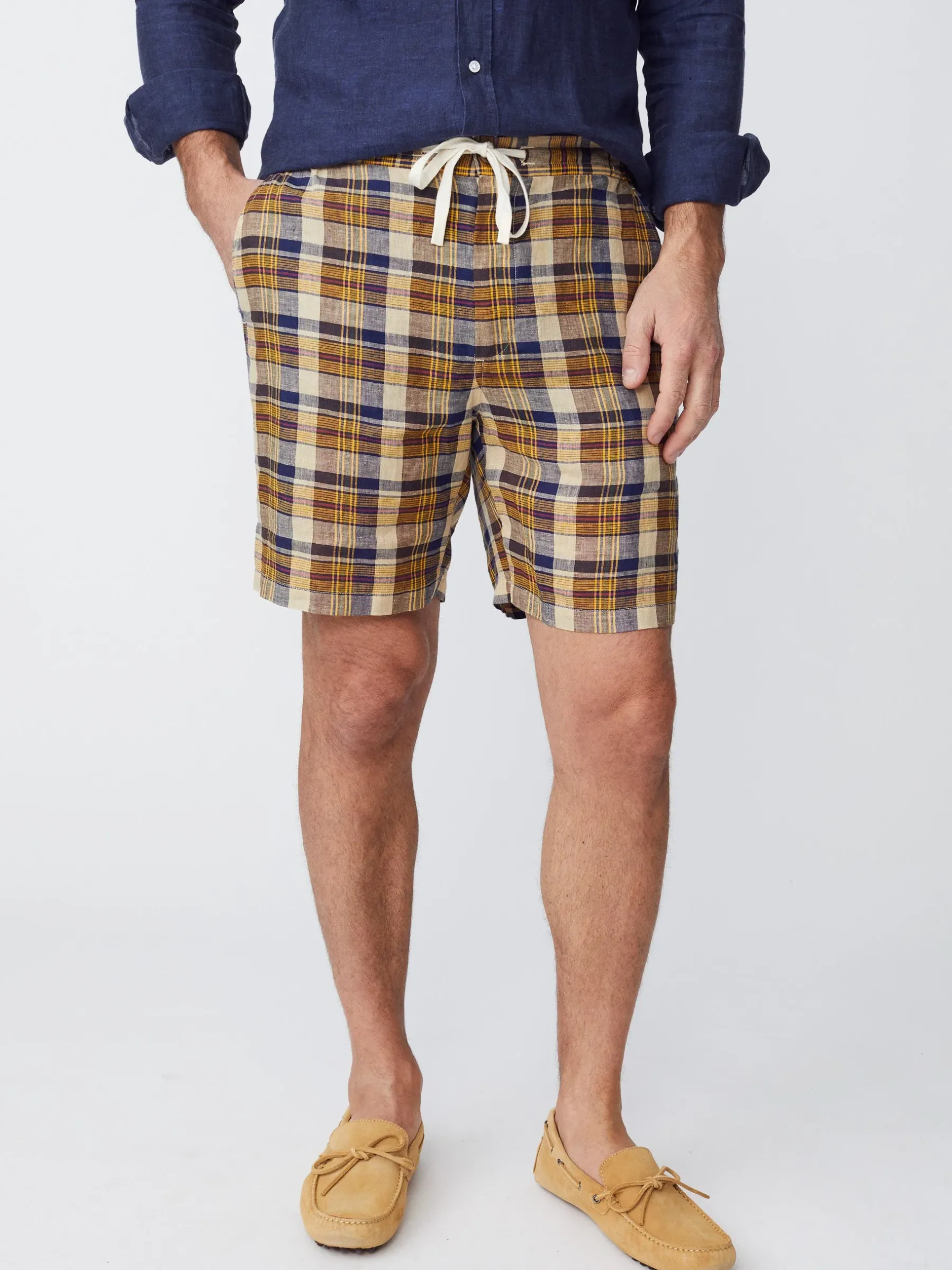 Griffin 7" Linen Shorts In Plaid-J.McLaughlin Sale