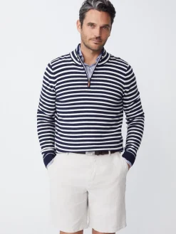 Kendall 1/4 Zip Sweater In Stripe-J.McLaughlin Fashion
