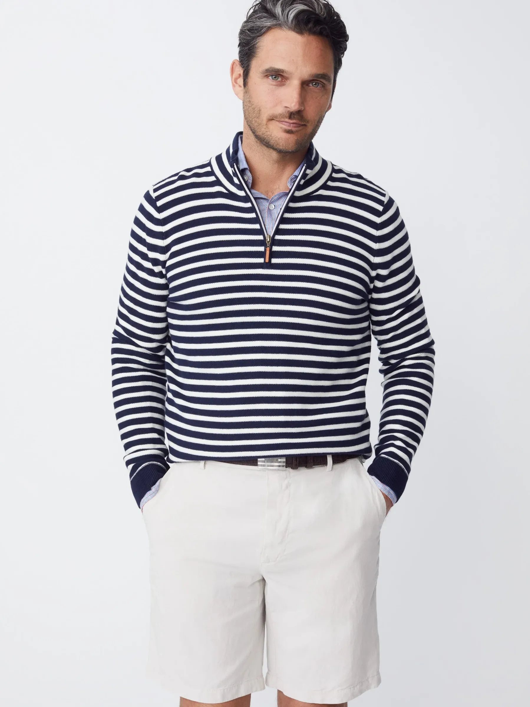 Kendall 1/4 Zip Sweater In Stripe-J.McLaughlin Fashion