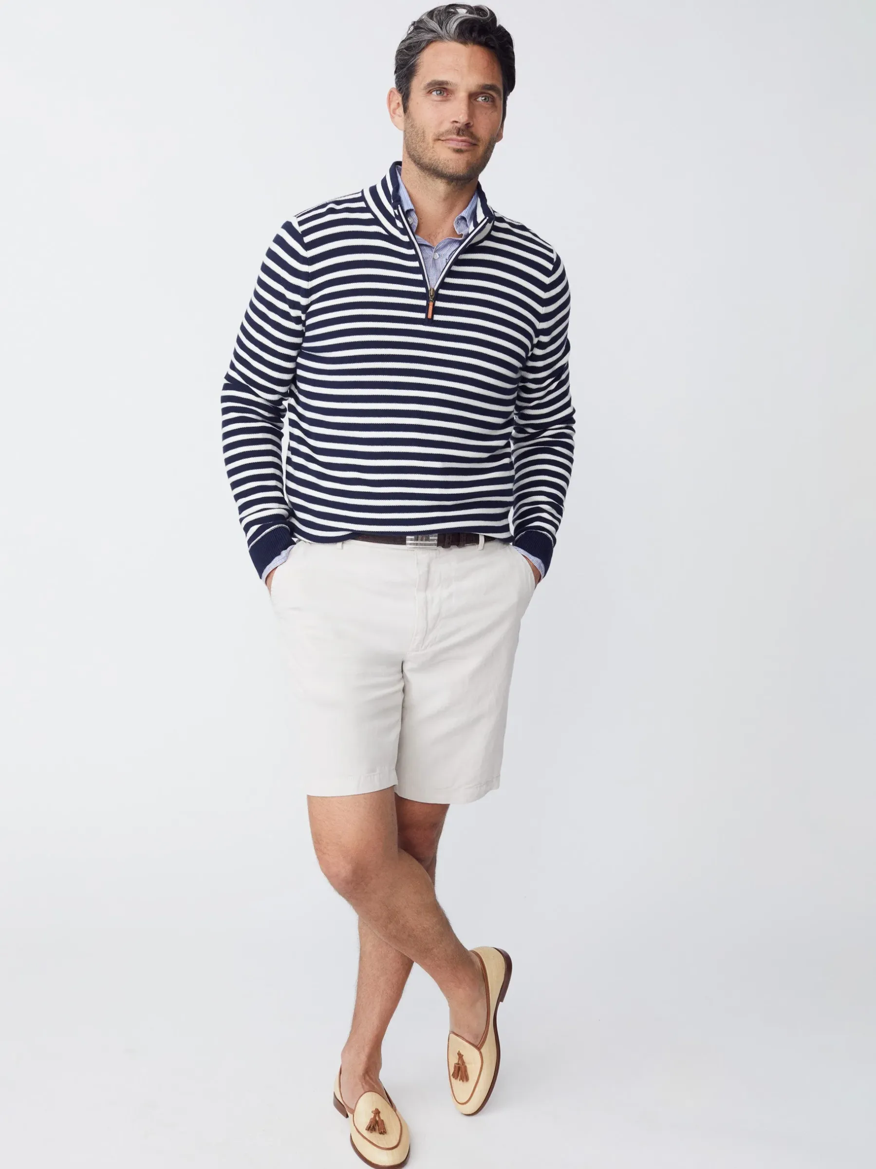 Kendall 1/4 Zip Sweater In Stripe-J.McLaughlin Fashion