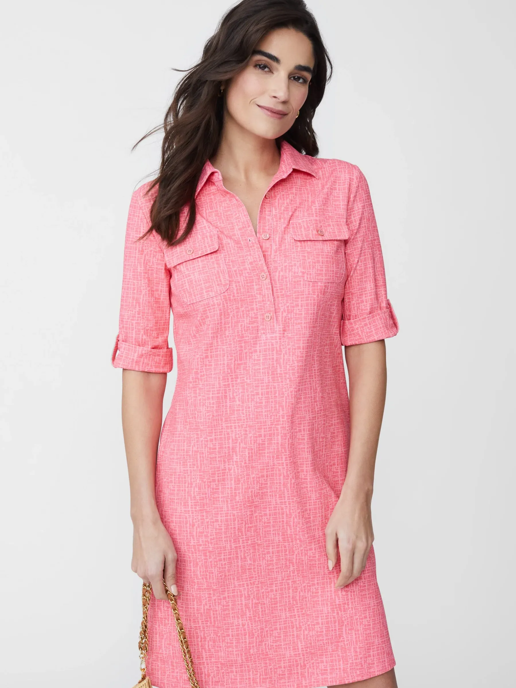 Lawrence Dress In Cross Hachure-J.McLaughlin New