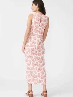 Layana Linen Dress In Mega Coral Cay Texture-J.McLaughlin New