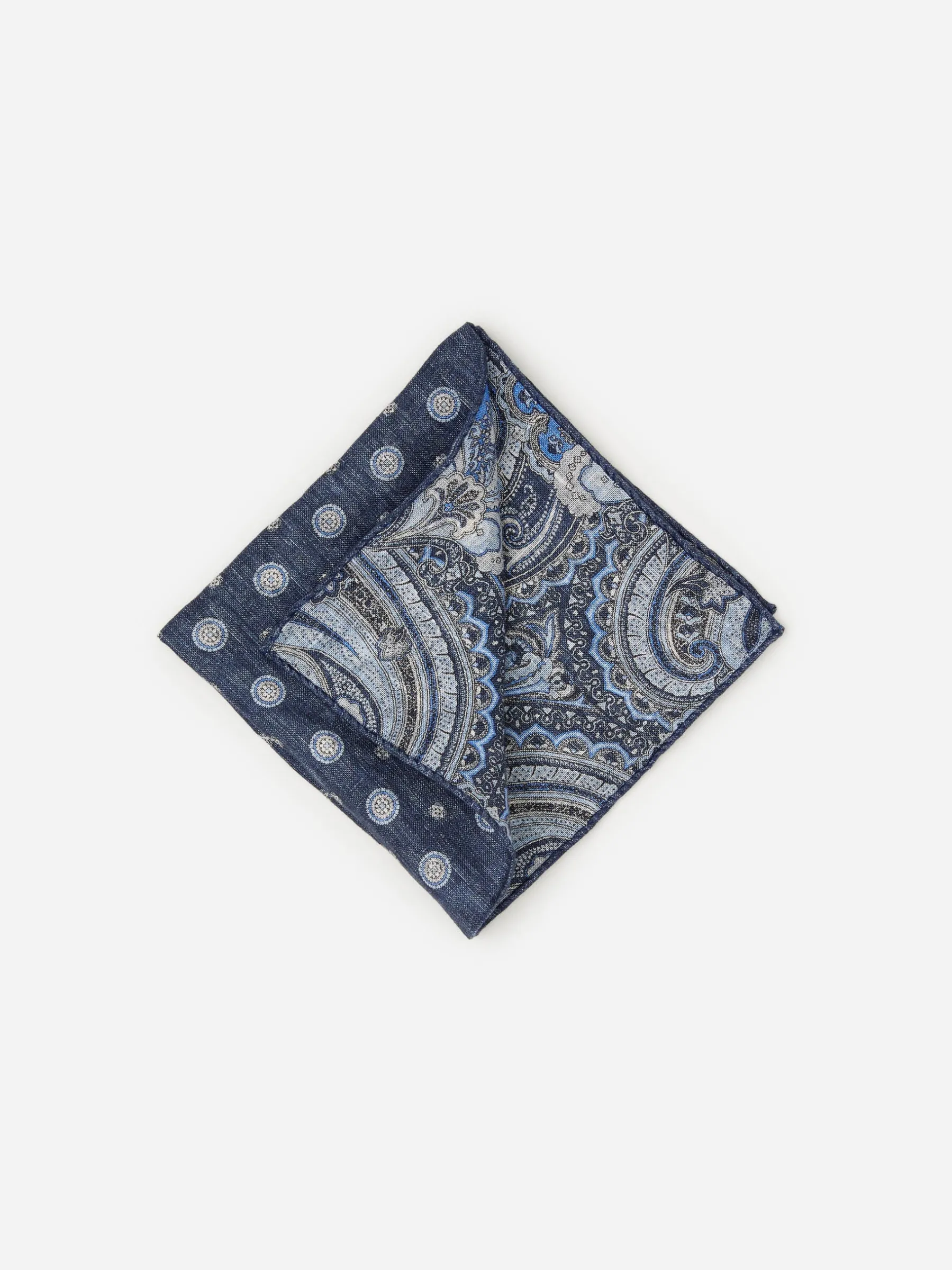 Linen Pocket Square In Reverse Paisley-J.McLaughlin Hot