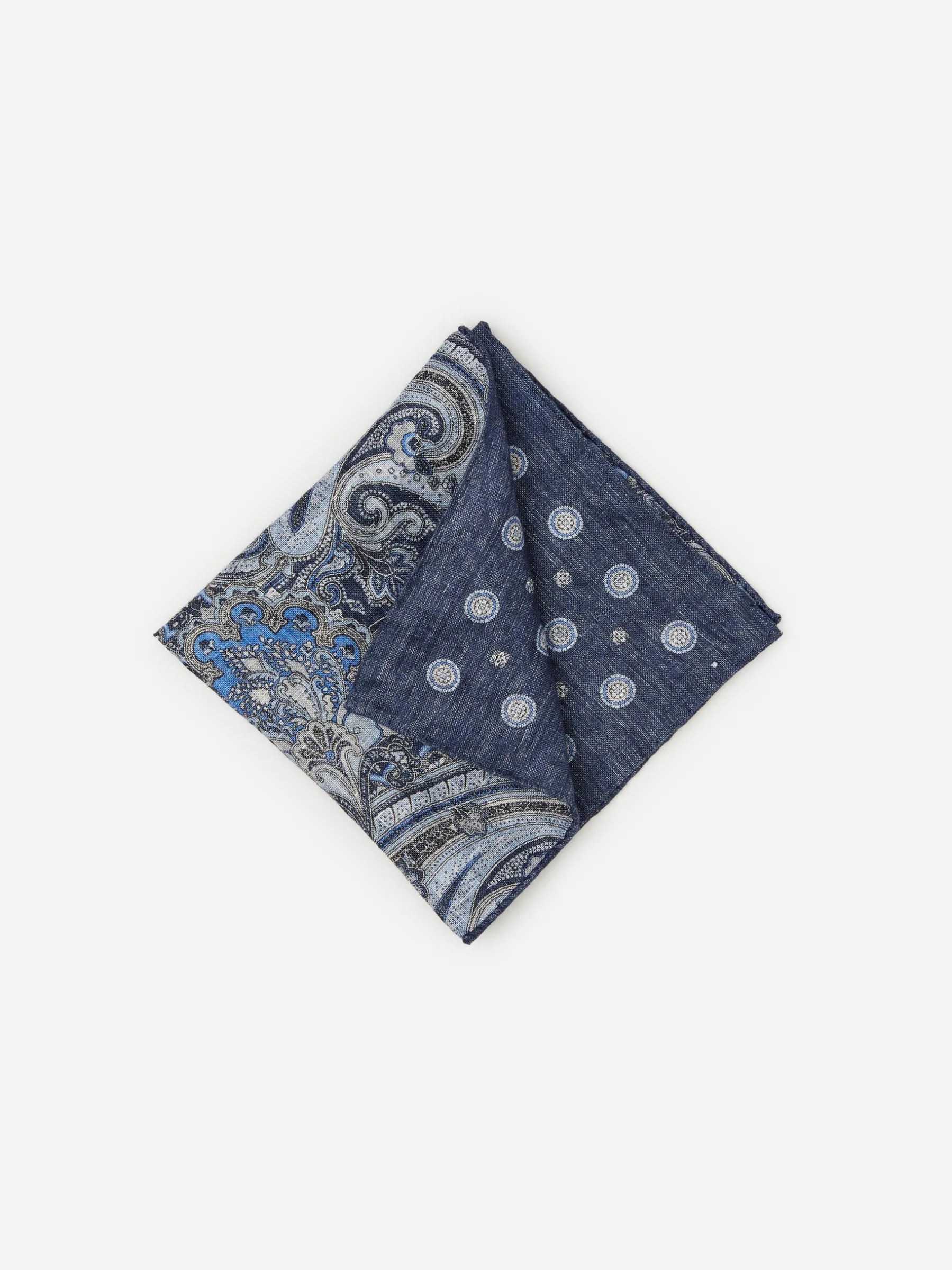 Linen Pocket Square In Reverse Paisley-J.McLaughlin Hot