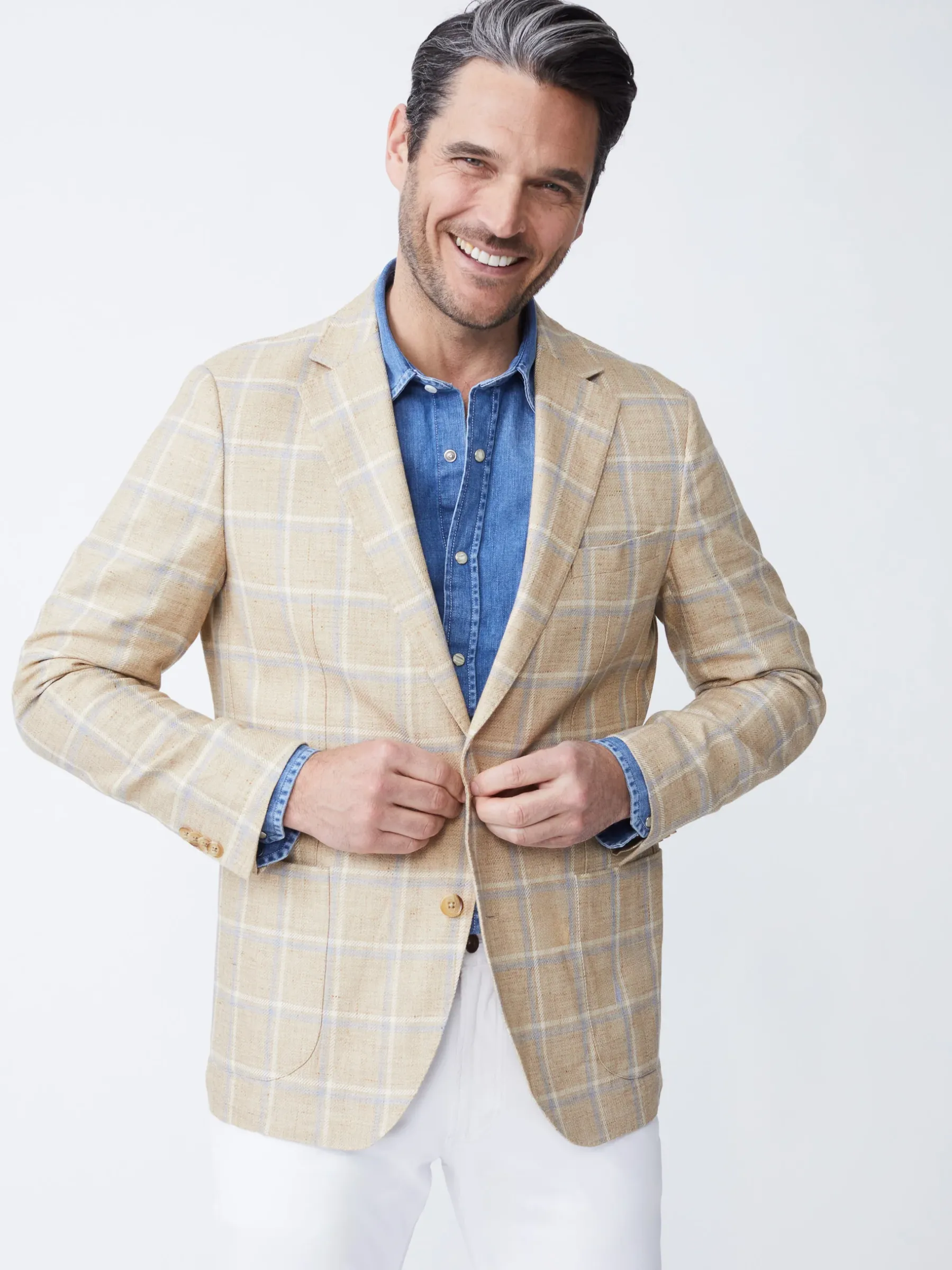 Lisbon Linen Blazer In Window Pane-J.McLaughlin Clearance