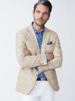 Lisbon Linen Blazer In Window Pane-J.McLaughlin Clearance