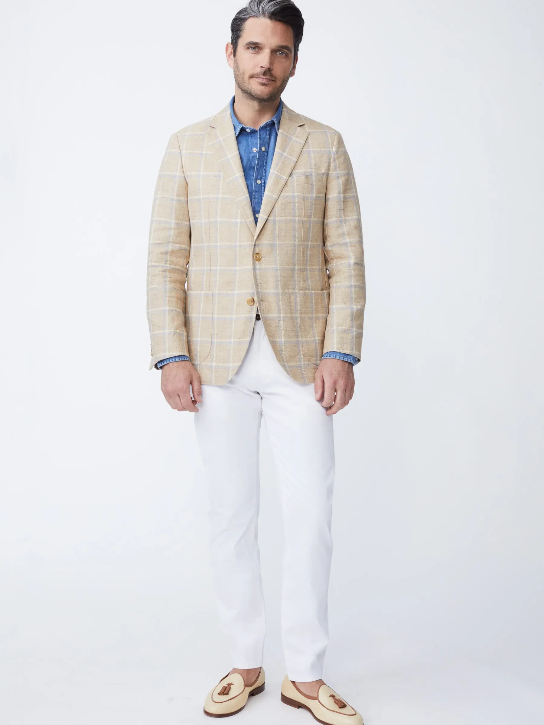 Lisbon Linen Blazer In Window Pane-J.McLaughlin Clearance