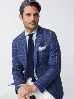 Lisbon Linen Blend Blazer In Window Pane-J.McLaughlin Best