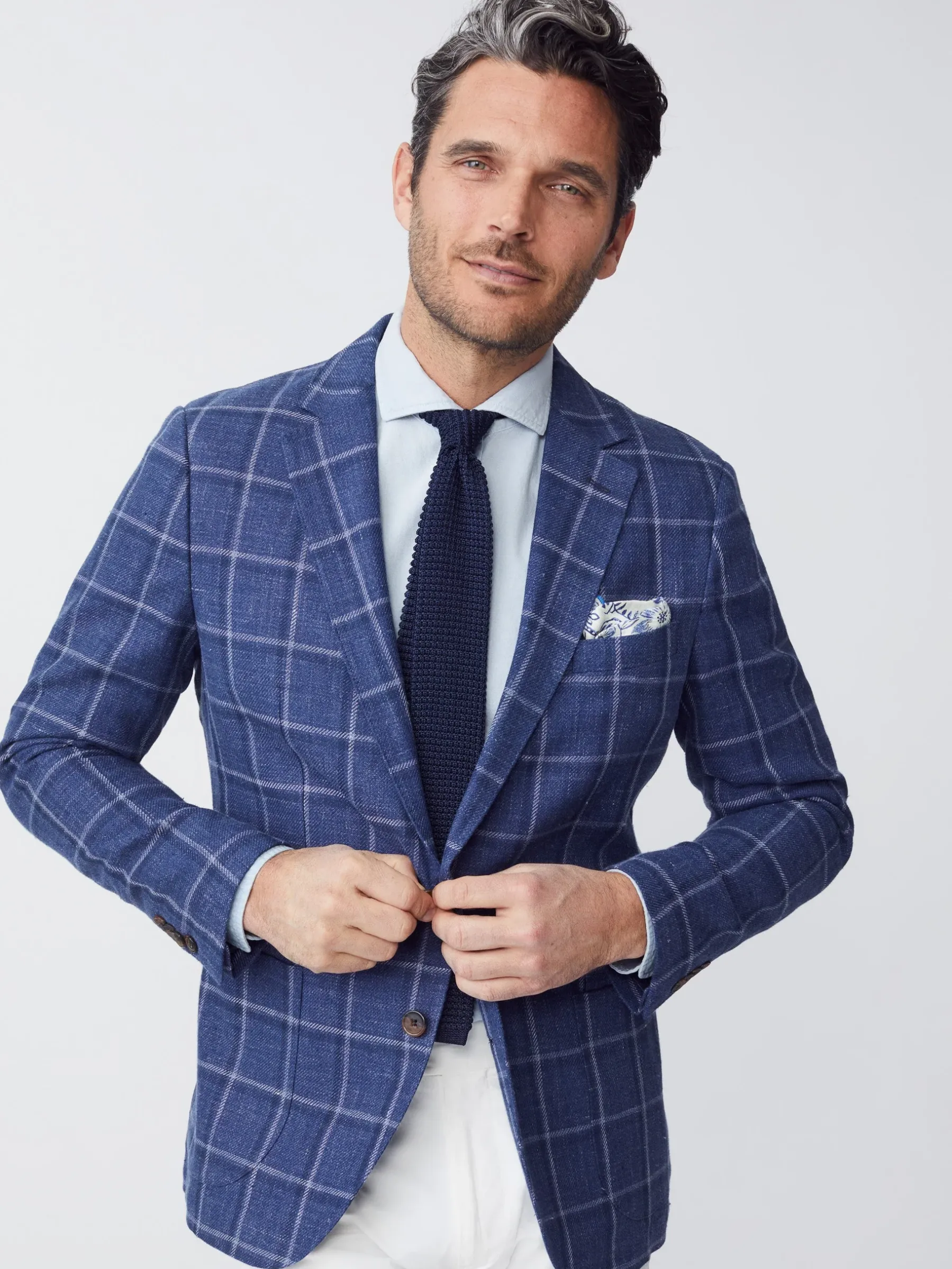 Lisbon Linen Blend Blazer In Window Pane-J.McLaughlin Best