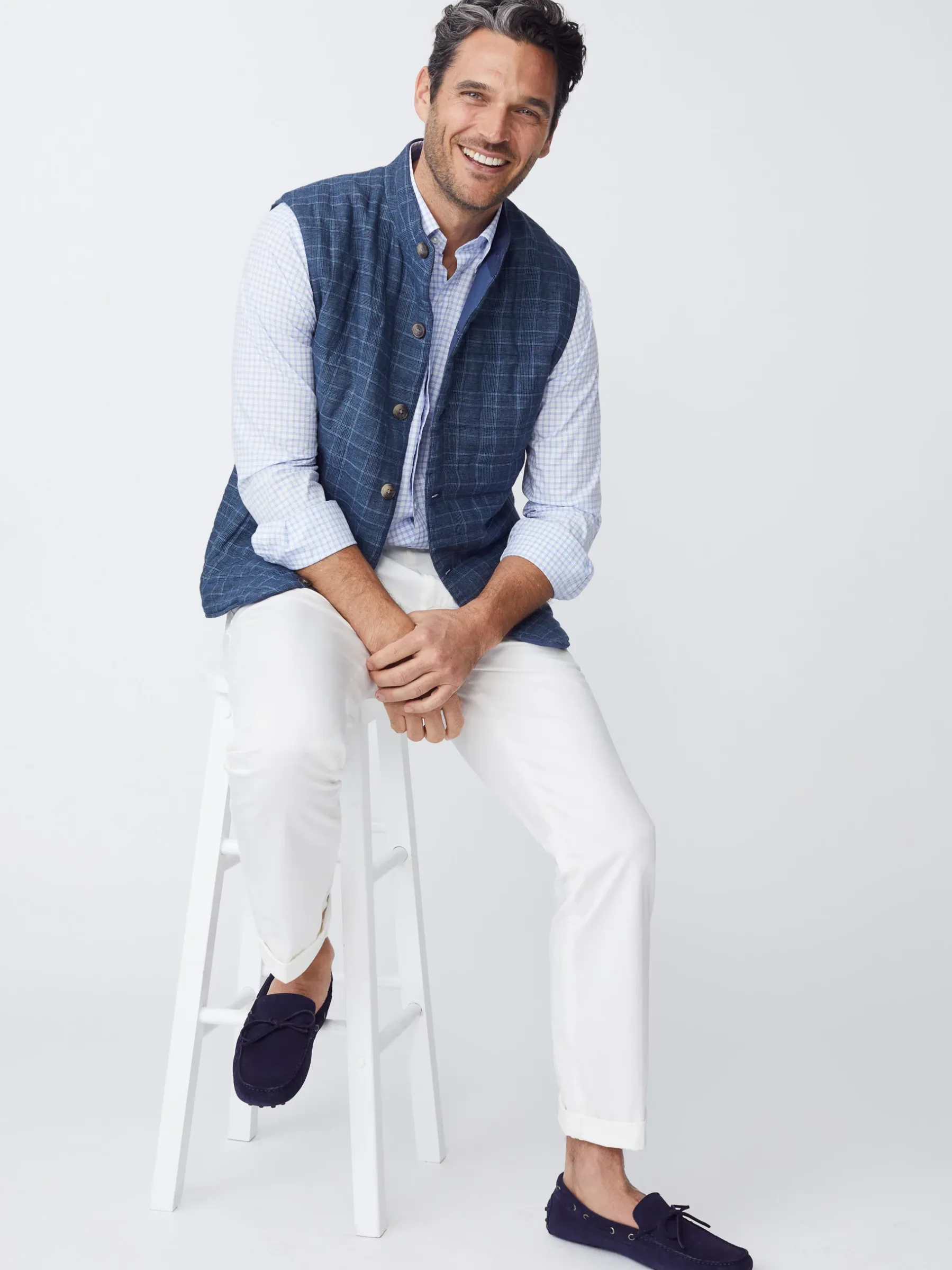 Orson Linen Vest In Glen Plaid-J.McLaughlin New
