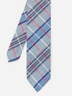 Woven Linen Cotton Tie In Plaid-J.McLaughlin Discount